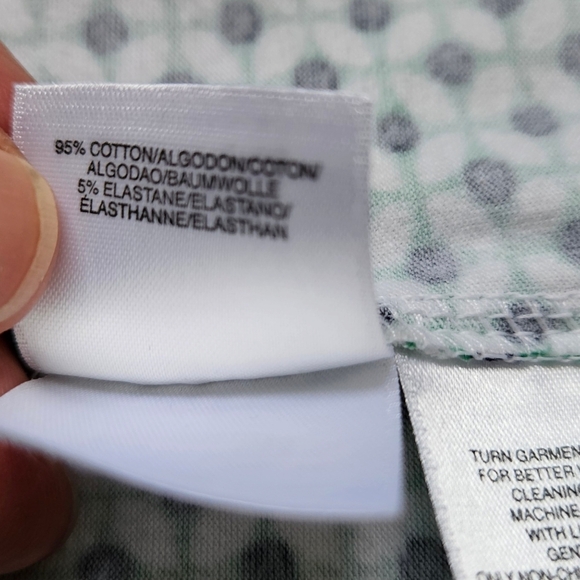 Jones New York Sport cotton green black white top geometric pattern short sleeve - Picture 9 of 11